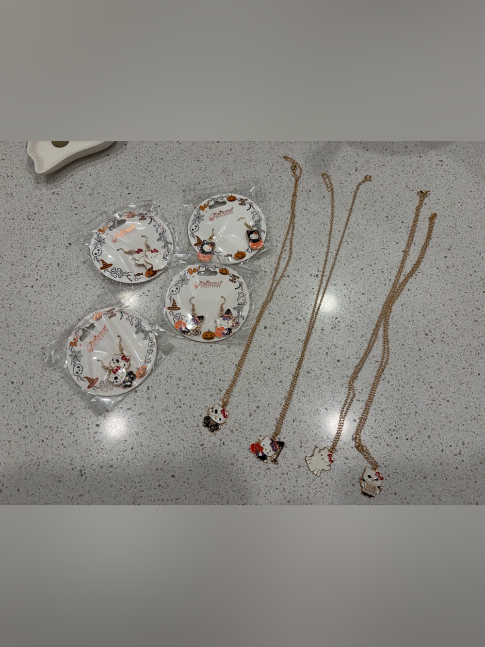 Hello Kitty Halloween Earrings And Necklace Set Halloween Lot Of Jewelry NEW